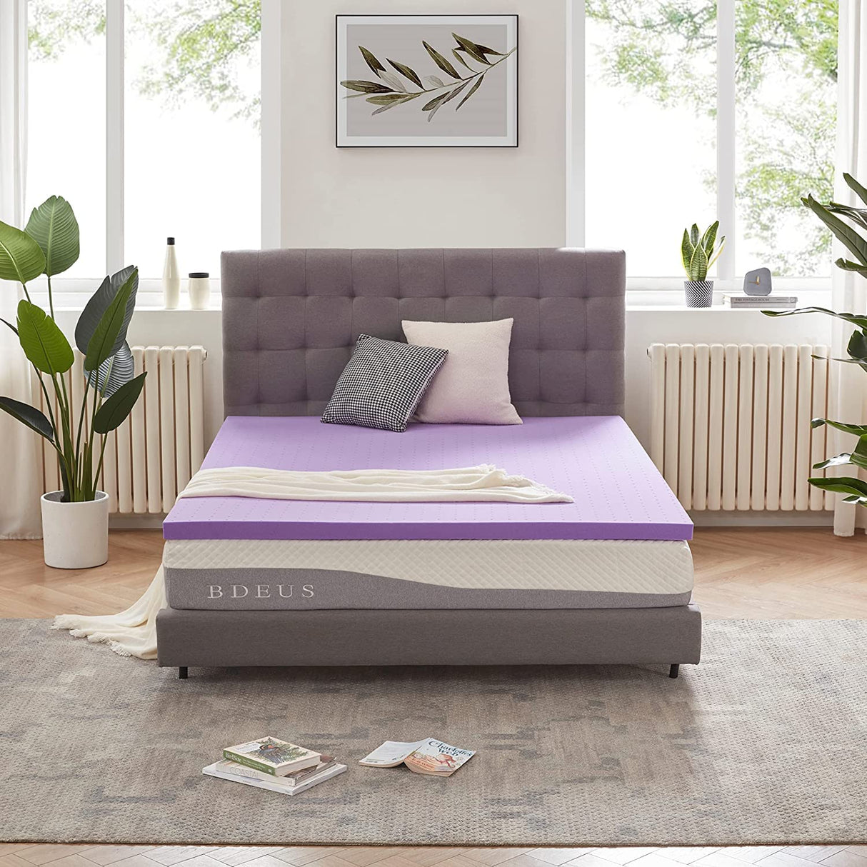 SINWEEK 1.5 Inch Gel Memory Foam Mattress Topper Ventilated Soft Pressure Relieve Mattress Pad, Breathable Bed Topper, CertiPUR-US Certified, Queen Size SINWEEK