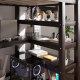 Revamp your space with the Merax Espresso Twin Loft Bed featuring a Desk and Storage Shelves Merax