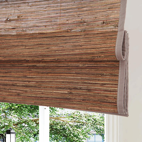 Cordless Bamboo Roman Shades, Custom Woven Wood Shades, Lined Blackout Bamboo Blinds, Light Filtering Bamboo Shades for Home, Windows, Doors, Color L-1019 Anlocurs