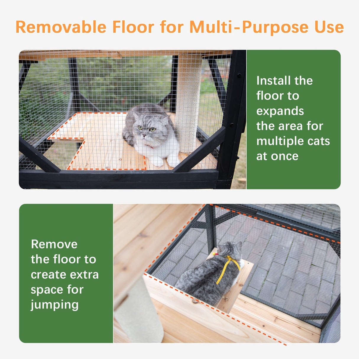 Nicedday Large Cat Catio, 4 Tiers Outdoor Cats House with Removable Platforms, Cat Outdoor Enclosure Window Access with Waterproof Cover, Indoor Catio with Caster nicedday