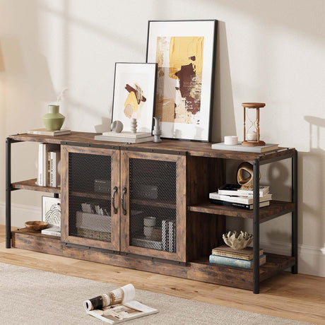IDEALHOUSE Farmhouse TV Stand for 65/75 inches TVs, Entertainment Center with Storage Cabinet, Industrial TV Media Console Cabinet Table, Media Furniture for Living Room, Vintage IDEALHOUSE