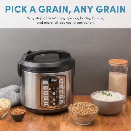 Aroma Housewares Professional Plus ARC-5000SB 20 Cup (Cooked) Digital Rice Cooker, Food Steamer, Slow Cooker, Stainless Exterior/Nonstick Pot, Silver, Black, 10-cup uncooked/20-cup cooked/4QT AROMA