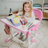 Mount-It! Kids Desk and Chair Set, Height Adjustable Sturdy, Girl Desk, Kids Art Desk, Kids Study Desk and Chair Set for Boys, Home School, Drafting Desk, Ergonomic Childrens Storage Drawer Pink Mount-It!