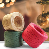 CREATRILL 3 Rolls Red Green Kraft 1/4" by 492 Feet Raffia Ribbon/String, 164 Feet Each Roll, Packing Paper Twine for Christmas CREATRILL