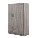 Quarte Modern 3-Door Wardrobe with 2 Drawers, Shelves and Hanging Rail, Freestanding Armoire Wardrobe Closet, Clothes Storage Cabinet Organizer (Gray/Wardrobe) Quarte