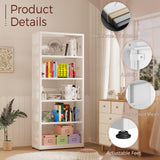 Kubohogar 5 Tier Metal Bookshelf, 68" White Tall Bookshelf with Adjustable Shelves, Heavy Duty Bookshelves and Bookcases, Library Bookcase for Living Room,Office,Bedroom Kubohogar