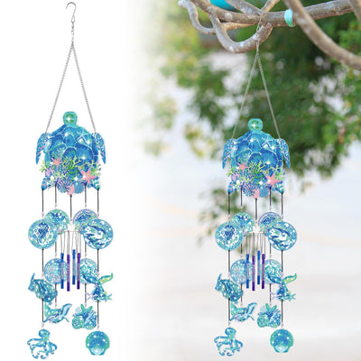 GlikCeil Beach Wind Chimes Diamond Art Wind Chimes Suncatchers Beach Diamond Art Kits with Crystal Pendant Hanging Ornament for Home Garden Patio Backyard Decor(Blue)
