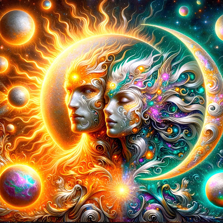 DPHERO DIY Sun and Moon Diamond Painting Kits for Beginners Adults,5D Diamond Art Kits,Round Full Drill Fantasy Diamond Painting Art,DIY Painting by Numbers Diamond Art Painting 12x12 inch DPHERO