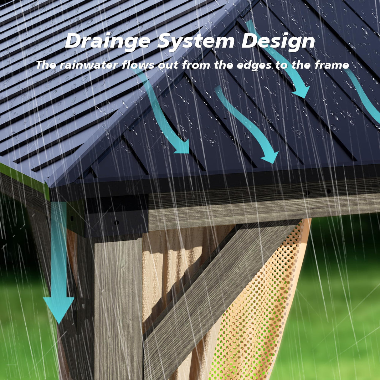 HOMPUS 12x20 FT Hardtop Wood Gazebo, Cedar Wood Frame Gazebo with Double Metal Roof, Outdoor Gazebo with Netting & Curtains, Wooden Gazebos Pavilion for Backyard, Garden, Deck, Gray HOMPUS