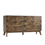 Fameill 59'' Farmhouse 6 Drawers Dresser, Wide Wood Dresser TV Stand, Storage Cabinet with Metal Handles and Generous Storage Space, Dresser for Bedroom, Closet, Hallway, Rustic Brown Fameill