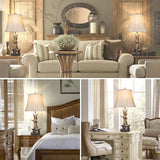 Rustic Table Lamps for Living Room Set of 2, Farmhouse Antler Western Bedside Lamp for Bedroom with 2 USB Charging Port, 3-Way Dimmable Resin Nightstand Lamps with Shade Decor, LED Bulbs Included Hamucd