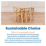 ECR4Kids Bentwood Round Table and Curved Back Chair Set, Kids Furniture, Natural, 5-Piece ECR4Kids