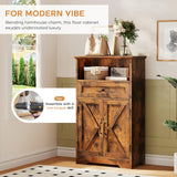 Viroformo Floor Cabinet, Farmhouse Storage Cabinet with Barn Doors and Drawer, 11.81" D x 23.62" W x 39.37" H Rustic Brown Freestanding Adjustable Shelf Organizer for Bathroom, Kitchen, Living Room Viroformo