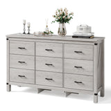 LINSY HOME Dresser for Bedroom with 9 Drawers, 59” Wide Chest with Deep Drawer, Modern Farmhouse Dresser TV Stand with Metal Handles, Wood Storage Cabinet for Closet, Living Room, Hallway, Wash Grey LINSY HOME