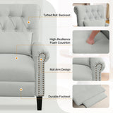 choairy Pushback Recliner Chair, Accent Push Back Chair with Adjustable Footrest Wingback, Upholstered Linen Fabric Reclining Sofa with Side Pocket, Comfy Modern Armchair for Living Room, Light Grey choairy