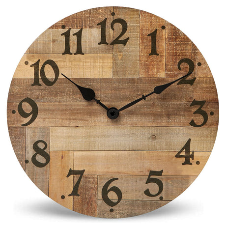 NIKKY HOME Rustic Farmhouse Wall Clock - 12 Inch Battery Operated Silent Non Ticking Vintage Wooden MDF Clock Home Decor for Kitchen, Living Room, Bedroom, Office NIKKY HOME