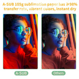 A-SUB Sublimation Paper- 150 Sheets Heat Transfer Paper 8.5x11 inch Compatible with Inkjet Sublimation Printer 105g A-SUB