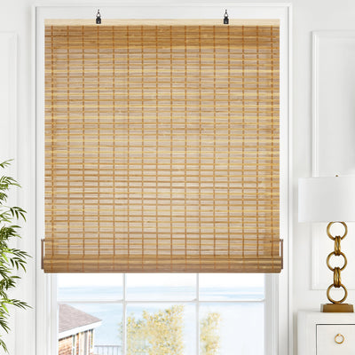 LazBlinds Cordless Bamboo Blinds, Bamboo Roll Up Shades for Windows, Light Filtering Hanging Window Blinds, Bamboo Shades for Patio Indoor/Outdoor Porch, 33'' W x 72'' H, Squirrel