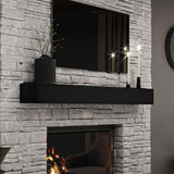 BoscoMondo Fireplace Mantel, Handcrafted Rustic from Solid Pine, Wall-Mounted Floating Farmhouse Shelf - 8x6x60 Deep Black BoscoMondo