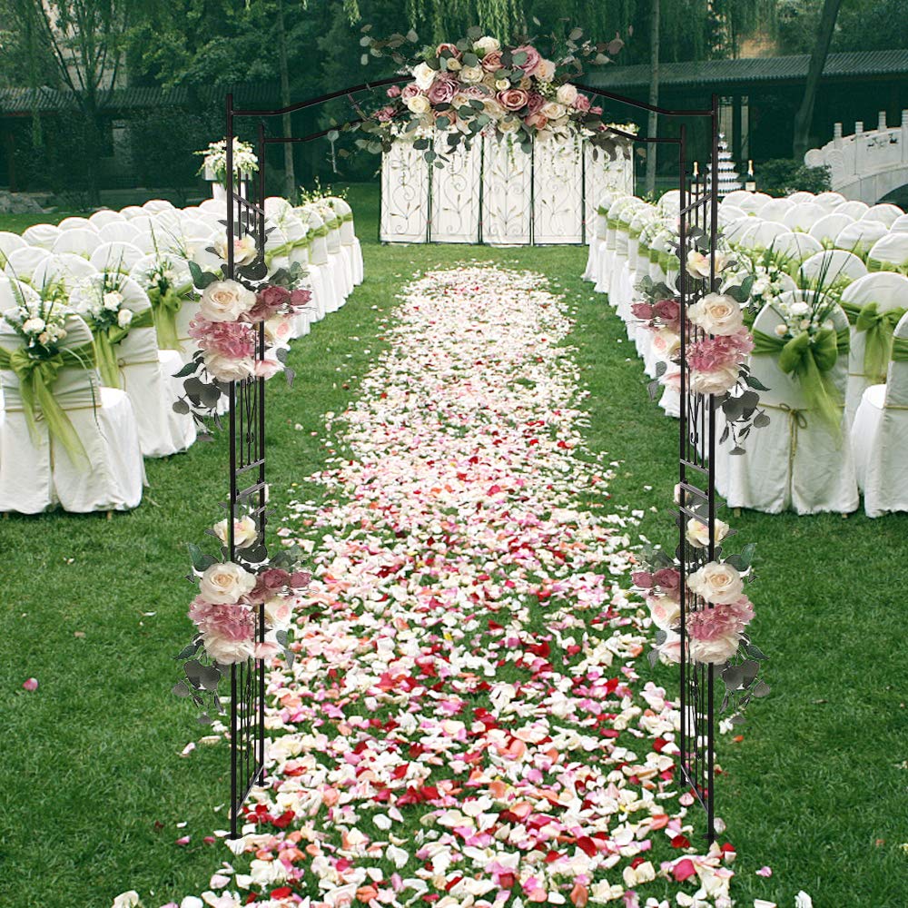 VINGLI Garden Arbor, Arch for Wedding Ceremony Party, Christmas Garden Decor Steel Garden Trellis for Plant Climbing, Pergola for Garden, Backyard, Lawn (Bridge Top) VINGLI