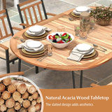 Tangkula 79-Inch Patio Dining Table, Indoor & Outdoor Dining Table w/Umbrella Hole, Acacia Wood Tabletop & Sturdy Metal Legs, Wood Oval Table for 8 People for Patio Yard Garden Deck (Natural) Tangkula