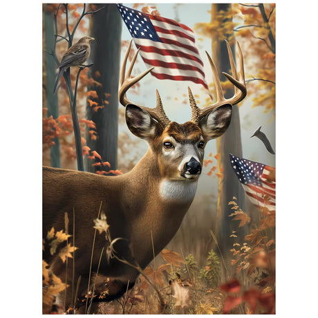 TZTTZT Diamond Art Kits for Adults, American Flag Deer Round 5D Diamond Painting Kits for Adults Beginners, Frameless Diamond Painting Craft Paint by Diamonds for Home Wall Decor 12x16 Inch TZTTZT