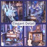 Tonecheer DIY Book Nook Kit for Adults, Wooden 3D Puzzle Music Box Bookend Bookshelf Insert Decor, Automatic Rotation Booknook Miniature House Kit with Dust Cover and LED Light (Swan Dream) Tonecheer