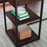 Sauder International Lux Modern L-Shaped Desk, L: 65.98" x W: 60.0" x H: 29.72", Umber Wood finish Sauder