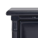 SAFAVIEH Home Collection Mina Modern Coastal 3 Drawer 25" Bamboo Nightstand, Navy/Gold Safavieh