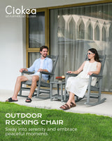 Oversized Rocking Chair Outdoor, HDPE Poly Rocking Chair, All Weather Porch Rocker for Deck Patio Balcony, 380lbs, Grey Ciokea