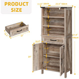 DWVO Farmhouse Storage Cabinet, Small Bathroom Storage Cabinet with Doors and Shelves, 58" Tall Multi-Functional Accent Cabinet for Dining Room, 58" H x23.6 W, Washed Grey DWVO