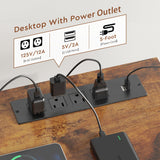 YeTom Tv Stand Dresser for Bedroom with Charging Station and LED Lights,9 Fabric Drawers Rustic Brown TV Stand with Open Shelf Storage,Media Console for TV ups to 55",Metal Frame,Wood Top,Rustic Brown YeTom