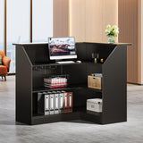Tribesigns Reception Desk with Storage Shelves, L-Shaped Modern Front Desk, Reception Counter Table for Small Office, Salon, Checkout Office, Black Tribesigns