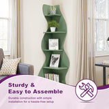 HIGREENA Corner Shelf, 5-Tier Corner Wall Shelf, Modern Corner Shelves Stand Bookcase, Small Display Storage for Living Room, Green HIGREENA