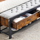 SLEKVERSA Queen Bed Frame with Headboard and Storage Ottoman, Farmhouse Platform Bed Frame Queen Size with Sturdy Metal Slats, No Box Spring Needed, Noise Free, Easy Assembly SLEKVERSA