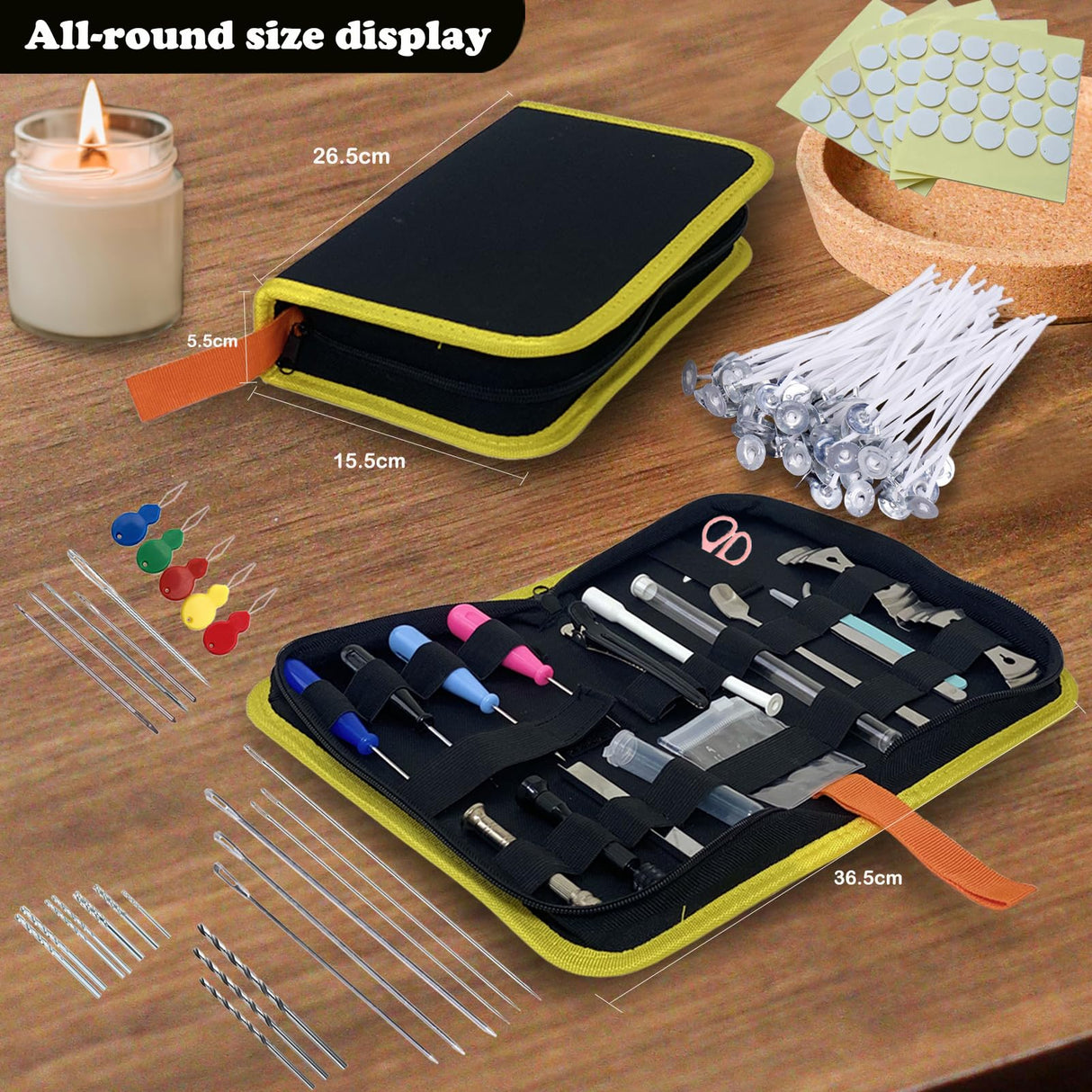 150PCS Candle Making Kits for Adults Beginners Adjustable Candlewick Hole Drill Needle for Candle,Hook Punch Needle Wick for Molds, Candle Tool Inserting Wick,Big Hole Long Needle for Taper molds TYMKLMZG