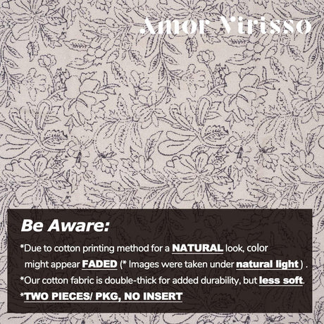 Amor Virisso Floral Throw Pillow Covers 18x18 Set of 2 Vintage Block Print Pillow Covers Decorative Pillow Covers Couch Pillows for Living Room Farmhouse Accent Sofa Pillows, Black/Sand Amor Virisso