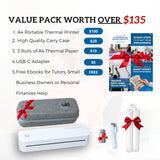 2025 Premium Portable Inkless Printer for Iphone, Android, Tablet, Laptop w/Bluetooth for home and school 8.5”x11” Thermal Printer-Wireless Mobile Printer w/FREE Shockproof Case, 3 rolls thermal paper STREAMLINED GADGETS
