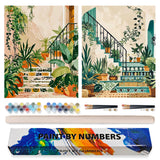 2 Pack Paint by Numbers Kit for Adults Beginner, Boho Green Plant Adult Paint by Number Kits on Canvas, DIY Acrylic Number Painting for Adults for Home Wall Decor Gift 16x20 Inch Possoco