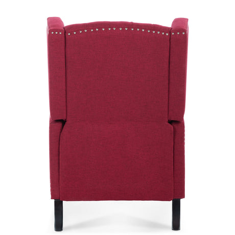 Pushback Recliner,Comfortable Wingback Recliner Sofa Chair With Adjustable Backrest Tufted Fabric Upholstered Armchair,Retro Rivets Decorated Recliner for Living Room Bedroom Office Home Theater (Red) Gustonhon