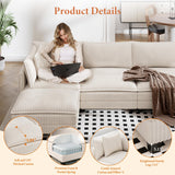 Vesgantti 109" U Shaped Cloud Sectional Sofa, Comfy Corduroy Upholstered Sectional Modular Sofas for Living Room, Modern Modular Couch with 2 Ottoman Deep Seat, Beige Vesgantti