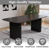 RGZ Modern Oval Dining Table Set for 6, 7 Piece Dining Table and Chairs Set with Black Kitchen Table & 6 Black Upholstered Boucle Chairs, Dining Table for Dining Room, Kitchen, Living Room RGZ