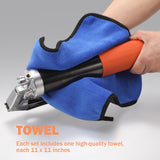 Lnchett Grease Gun with Quick Release Coupler and Towel, 9000 PSI Professional Heavy Duty 14 oz Grease Gun with 18 Inch Spring Flex Hose, 1 Reinforced Coupler, 2 Extension Rigid Pipe and1 Sharp Nozzle Lnchett