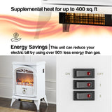 e-Flame USA Hamilton Indoor Compact Freestanding Electric Fireplace Space Heater - Realistic 3-D Wood Burning Flame (Winter White) e-Flame USA
