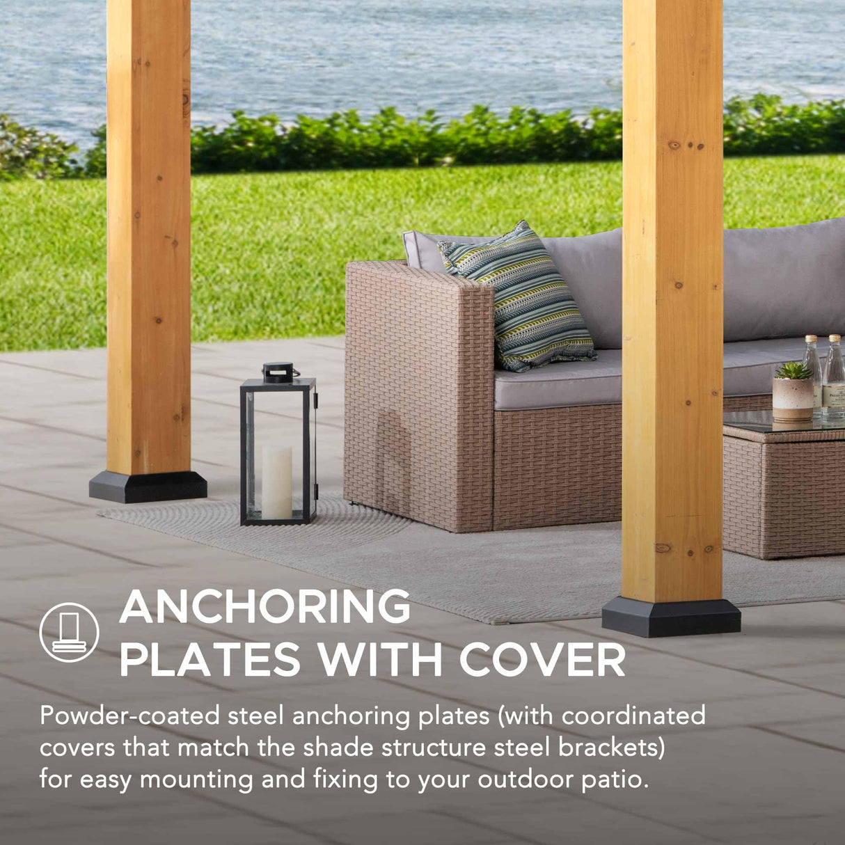 Sunjoy Carport 11 ft. x 20 ft. Standard Wood Gazebo Heavy Duty Garage, Cedar Framed Gazebo Car Shelter with Metal Roof and Movable Ceiling Hook Sunjoy