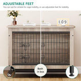 YITAHOME Dog Crate Furniture with Cushion, Dog Kennel Indoor with Wheels, Dog Crate End Table with Tray, 27" Dog Cage with Double Doors for Small Dog (Gray) YITAHOME