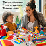 FUNZBO Arts and Crafts Supplies for Kids - Crafts for Girls with Pipe Cleaners, Construction Paper, Pom poms & Googly Eyes, Crafts for Kids Ages 4-8, School Craft Projects, Easter Gifts for Girls FUNZBO