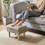 YMYNY 15.75" Small Footstool Ottoman, Footrest with Sponge Padded Seat, Step Stool for Sofa, Bedroom, Living Room, Entryway, Modern Change Shoes Stool, Wood Legs, Gray, UHBD023G YMYNY