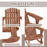 Outsunny Wooden Adirondack Rocking Chair Outdoor Lounge Chair Fire Pit Seating with Slatted Wooden Design, Fanned Back, & Classic Rustic Style for Patio, Backyard, Garden, Lawn, Carbonized Outsunny