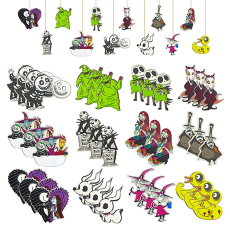 37 PCs Halloween Christmas Nightmare Ornaments Halloween Christmas Nightmare Wooden Hanging Ornament Decoration,Halloween Witch Pumpkin Nightmare Theme Party Decor Halloween Party Supplies zhcoy